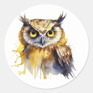 Kleurrijke uil. ronde sticker