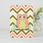 Kleurrijke Uil tegen Chevron Uitnodiging Sjabloon (Staand voorkant)