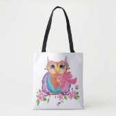 Kleurrijke uil tote bag (Voorkant)