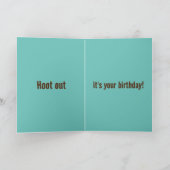 Kleurrijke Uil Verjaardag Kaart (Binnen)