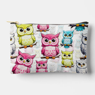 Kleurrijke Uil Vogels Witte achtergrond Patroon Etui