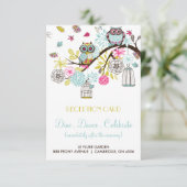 Kleurrijke Uilen en Vallende Bladeren Ontvangstkaa Informatiekaartje (Staand voorkant)