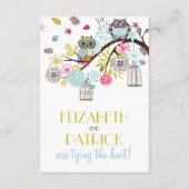 Kleurrijke Uilen en Vallende Bladeren Ontvangstkaa Informatiekaartje (Achterkant)