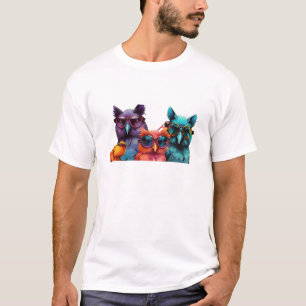 Kleurrijke uilen T-shirt