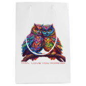 Kleurrijke uilen-Tortelduifjes- Medium Cadeauzakje (Voorkant)