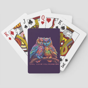 Kleurrijke uilen-Tortelduifjes-Valentijnsdag cadea Pokerkaarten