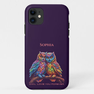 Kleurrijke uilen-Tortelduifjes-Valentijnsdag Case-Mate iPhone Case