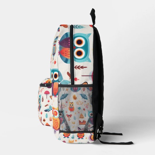 Kleurrijke uilenpatroon Gedrukte Rugzak (Rechts)