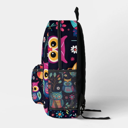 Kleurrijke uilenpatroon Gedrukte Rugzak (Rechts)