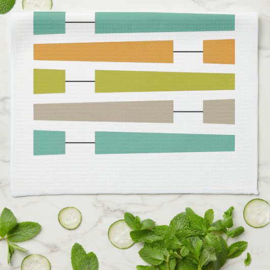 Kleurrijke uitbreidingspunten midden eeuw modern theedoek (Gevouwen)