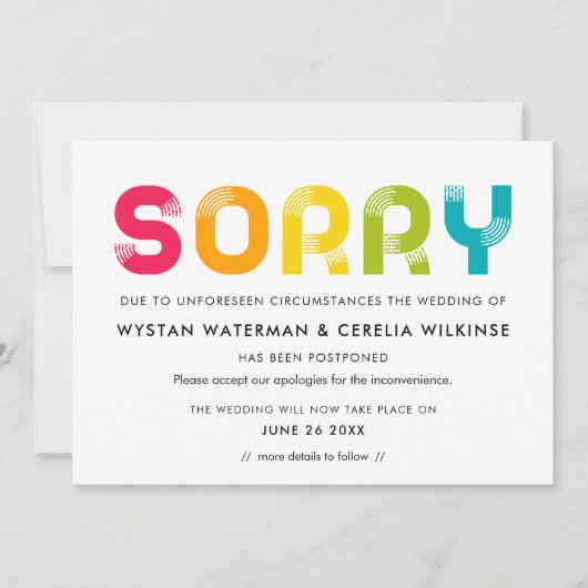 Kleurrijke uitgestelde trouwkaart kaart (Voorkant)