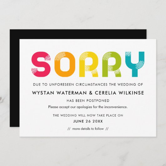Kleurrijke uitgestelde trouwkaart kaart (Voorkant / Achterkant)