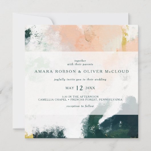 Kleurrijke uitnodiging tot het uitzenden van Abstr (Voorkant)