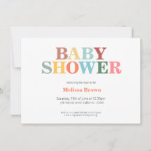 Kleurrijke uitnodiging voor babyshower