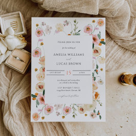 Kleurrijke uitnodiging voor bruiloft met lentekort