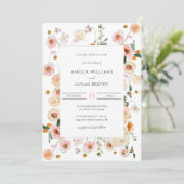 Kleurrijke uitnodiging voor bruiloft met lentekort (Staand voorkant)