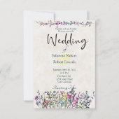 Kleurrijke uitnodiging voor bruiloft met wilde blo (Voorkant)