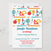 Kleurrijke uitnodiging voor feestelijke pensioengr (Voorkant)