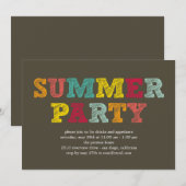 Kleurrijke uitnodiging voor het zomerfeest (Voorkant / Achterkant)