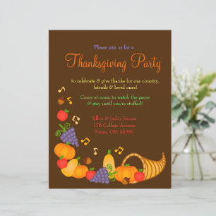 Kleurrijke uitnodiging voor Thanksgiving dinerfees