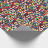 Kleurrijke ukiyo-vogel & multi-elementaire aer cadeaupapier (Hoek)