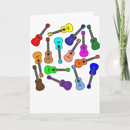 Kleurrijke Ukuleles Kaart (Voorkant)