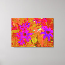 Kleurrijke ultraviolet, magenta en rode wilde bloe canvas afdruk