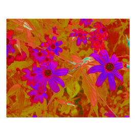 Kleurrijke ultraviolet, magenta en rode wilde bloe perfect poster