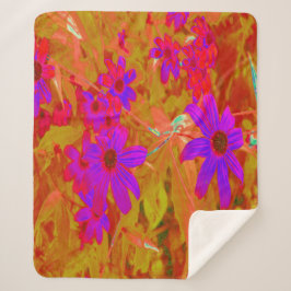 Kleurrijke ultraviolet, magenta en rode wilde bloe sherpa deken