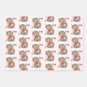 Kleurrijke Unicorn - Kindernaam & Leeftijd Persona Inpakpapier Vel (Voorkant 3)