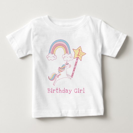 kleurrijke Unicorn Magic Wand Birthday (Voorkant)