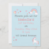 kleurrijke Unicorn Magic Wand Birthday Kaart (Achterkant)