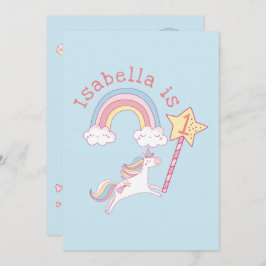  kleurrijke Unicorn Magic Wand Birthday Kaart