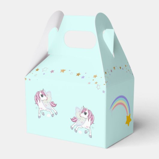 Kleurrijke Unicorn Rainbow Cute Magical Pink Bedankdoosjes (Achterkant)