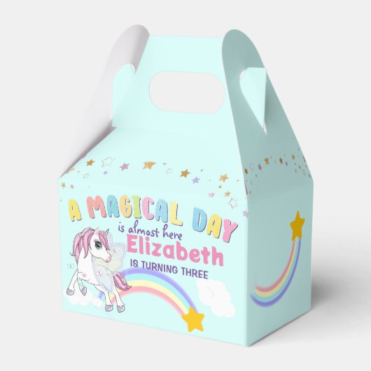 Kleurrijke Unicorn Rainbow Cute Magical Pink Bedankdoosjes (Voorkant Zijde)