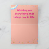 Kleurrijke Unicorn Rainbow Cute Magical Pink Bedankkaart (Binnen)