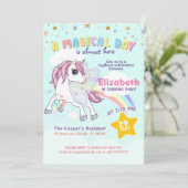 Kleurrijke Unicorn Rainbow Cute Magical Pink Kaart (Staand voorkant)