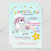 Kleurrijke Unicorn Rainbow Cute Magical Pink Kaart (Voorkant / Achterkant)