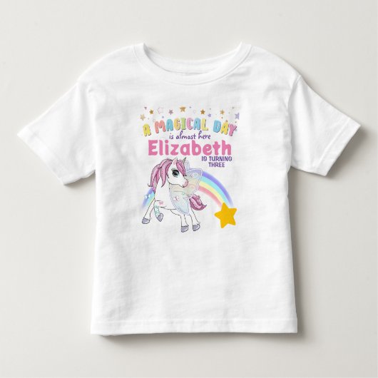 Kleurrijke Unicorn Rainbow Cute Magical Pink Kinder Shirts (Voorkant)
