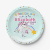 Kleurrijke Unicorn Rainbow Cute Magical Pink Papieren Bordje (Voorkant)