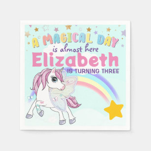 Kleurrijke Unicorn Rainbow Cute Magical Pink Servet