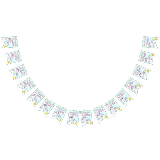 Kleurrijke Unicorn Rainbow Cute Magical Pink Vlaggetjes (Alle)