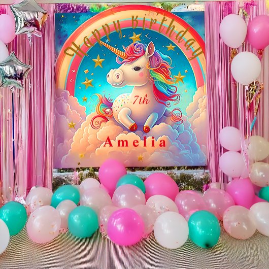 Kleurrijke Unicorn Rainbow Thed Banner Wandkleed