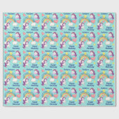 Kleurrijke Unicorn regenboogkinderen van afgelopen Cadeaupapier (Vlak)