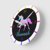 Kleurrijke Unicorn Small Clock Ronde Klok (Hoek)