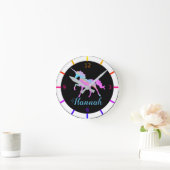 Kleurrijke Unicorn Small Clock Ronde Klok (Huis)