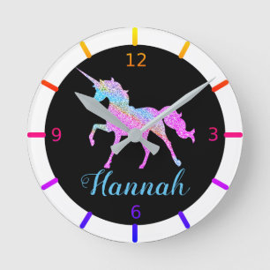 Kleurrijke Unicorn Small Clock Ronde Klok