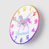 Kleurrijke Unicorn Small Clock Ronde Klok (Hoek)