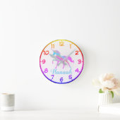 Kleurrijke Unicorn Small Clock Ronde Klok (Huis)