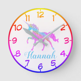 Kleurrijke Unicorn Small Clock Ronde Klok